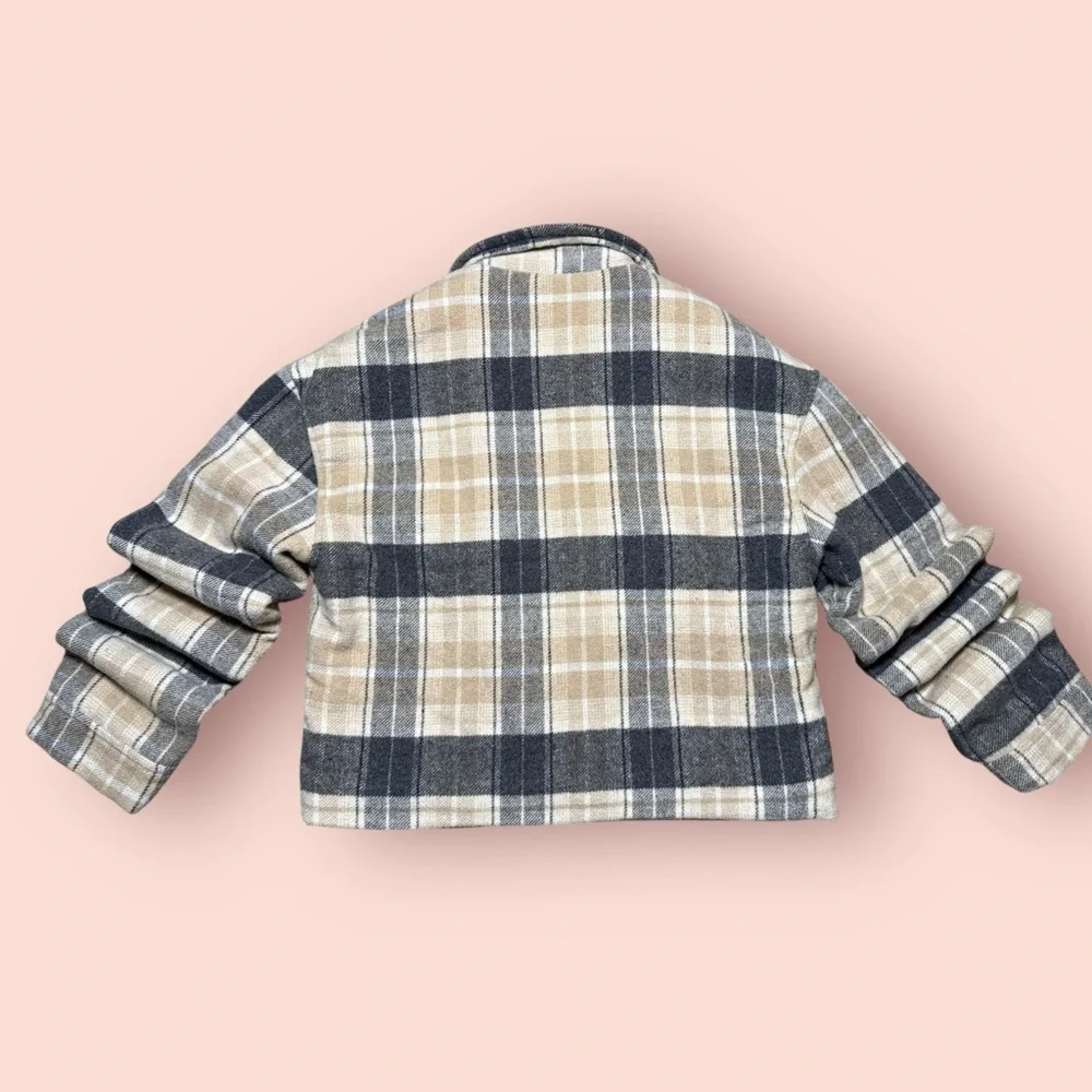 Hurley Plaid Sherpa-Lined Shacket Jacket Beige Tan Gray Small - Picture 2 of 9